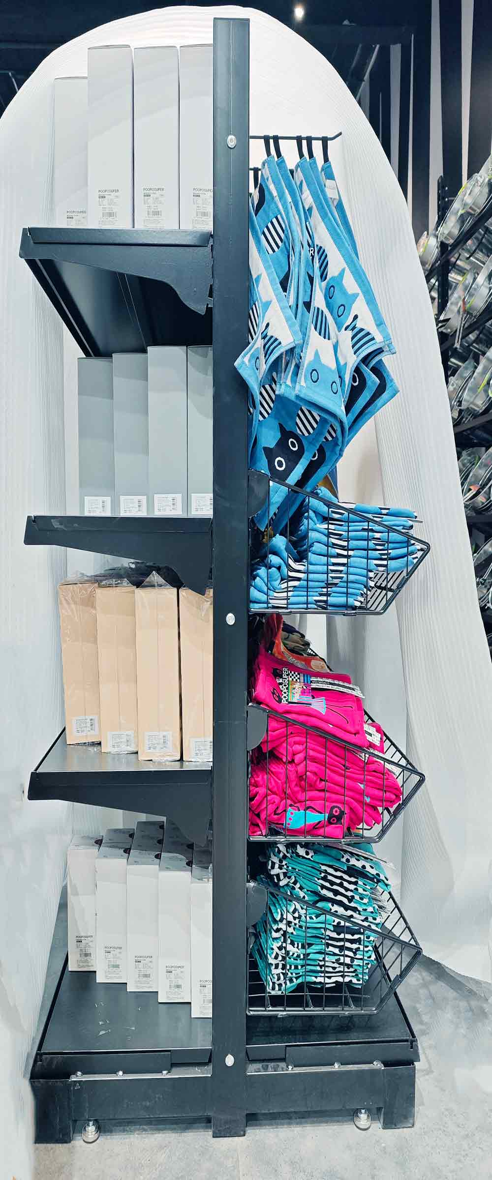 Retail store shelves, supermarket shelves